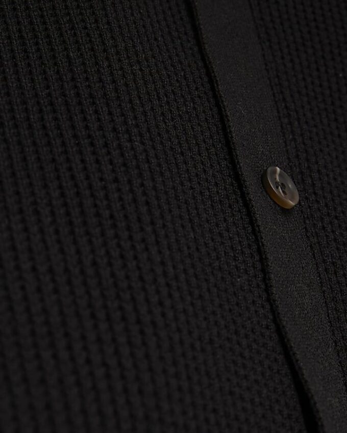Black Regular Fit Knitted Button Up Cardigan