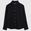 Black Regular Fit Linen Blend Shirt