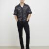Black Regular Fit Paisley Border Shirt