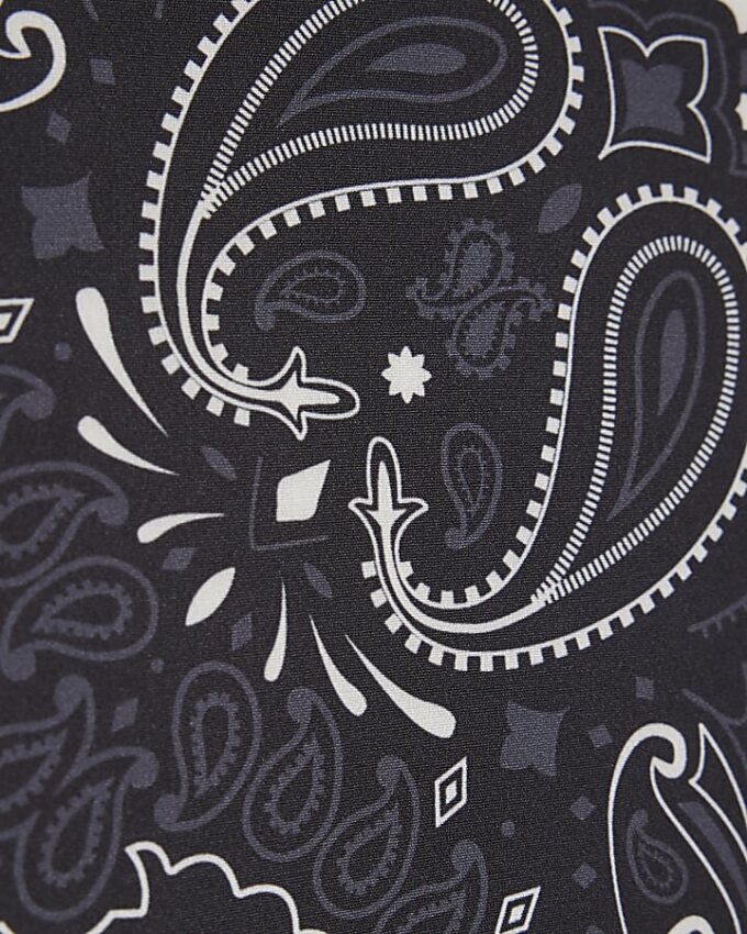Black Regular Fit Paisley Border Shirt