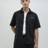 Black Regular Fit Pinstripe Shirt