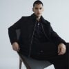 Black Regular Fit Shearling Western Jacket