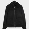Black Regular Fit Shearling Western Jacket