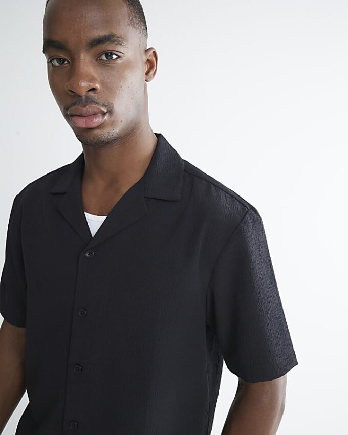 Black Regular Fit Textured Shirt