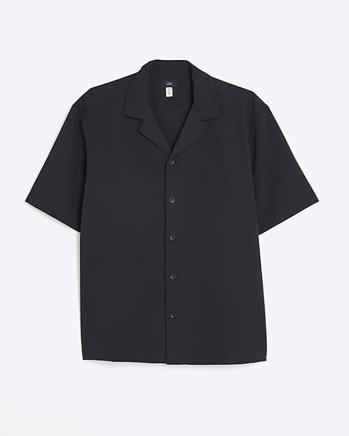 Black Regular Fit Textured Shirt