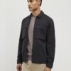 Black Regular Fit Zipped Overshirt