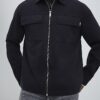 Black Regular Fit Zipped Overshirt