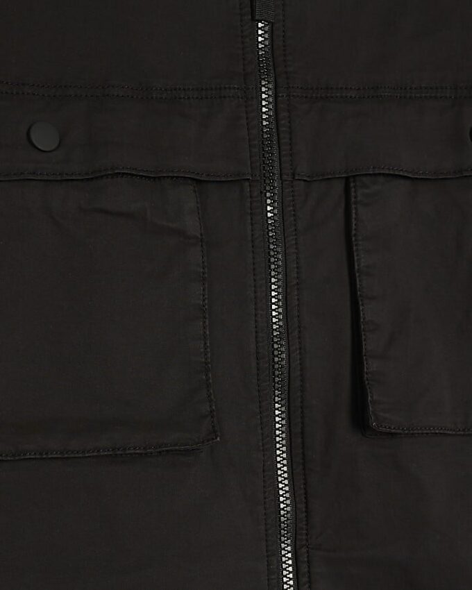 Black Regular Fit Zipped Overshirt