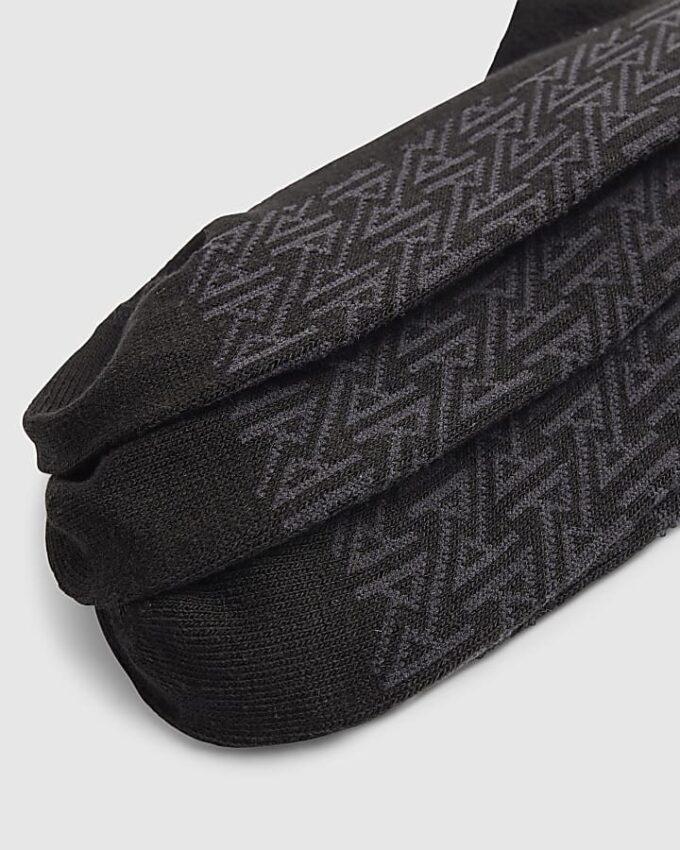Black RI Monogram Pack Of 7 Socks