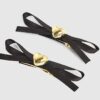 Black Ribbon Bow 2 Pack Hair Clips
