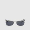 Black Rimless Metal Flat Top Sunglasses