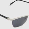 Black Rimless Metal Flat Top Sunglasses