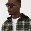 Black Rubberised Aviator Sunglasses