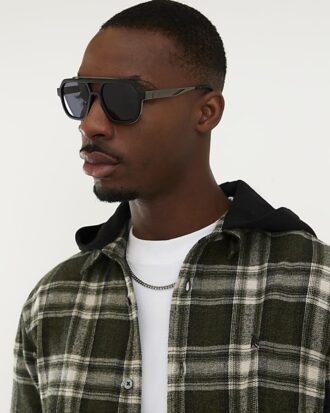 Black Rubberised Aviator Sunglasses