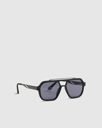 Black Rubberised Aviator Sunglasses