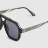 Black Rubberised Aviator Sunglasses