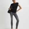 Black Ruched Short Sleeve Top