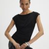 Black Ruched Short Sleeve Top