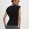 Black Ruched Short Sleeve Top