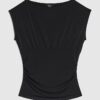 Black Ruched Short Sleeve Top