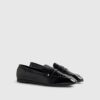 Black Scallop Edge Patent Loafers