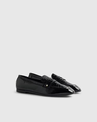 Black Scallop Edge Patent Loafers Black Scallop Edge Patent Loafers