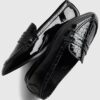 Black Scallop Edge Patent Loafers