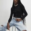 Black Scallop Trim Cardigan