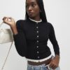 Black Scallop Trim Cardigan