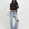 Black Scallop Trim Cardigan