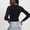 Black Scallop Trim Cardigan