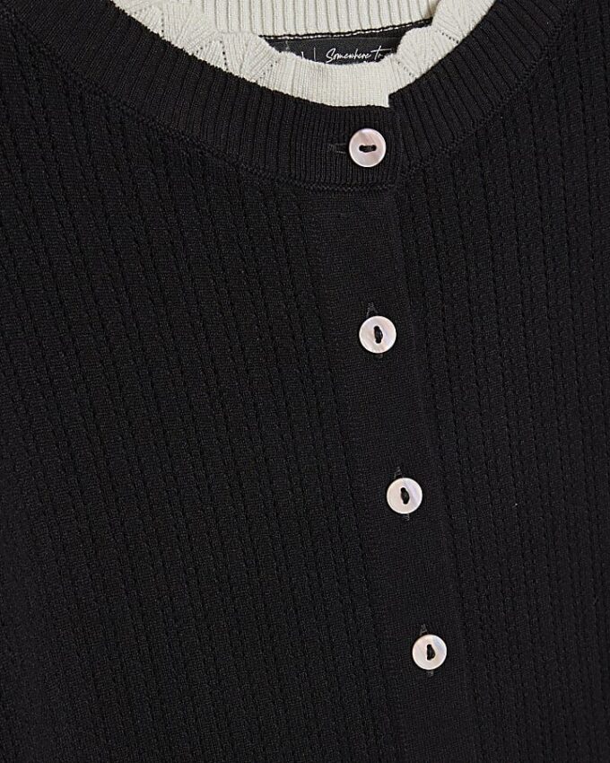 Black Scallop Trim Cardigan