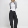 Black Seamed Barrel Leg Jeans