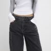 Black Seamed Barrel Leg Jeans