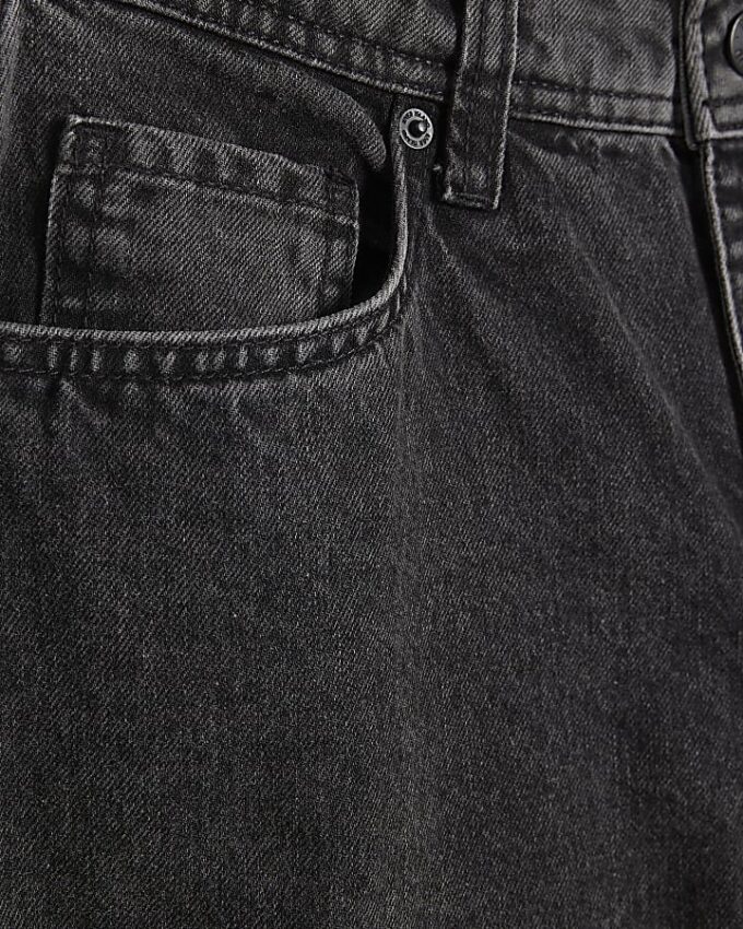 Black Seamed Barrel Leg Jeans
