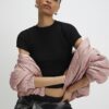 Black Short Sleeve Fitted Ribbed Top