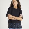 Black Short Sleeve Lace Hem T-shirt