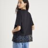 Black Short Sleeve Lace Hem T-shirt