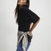 Black Short Sleeve Leopard Scarf Mix T-Shirt