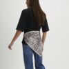 Black Short Sleeve Leopard Scarf Mix T-Shirt