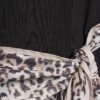 Black Short Sleeve Leopard Scarf Mix T-Shirt