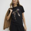 Black Short Sleeve Metallic Bow T-shirt