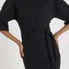 Black Short Sleeve Ribbed Cosy Midi Dress