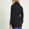 Black Short Wide Collar Wrap Coat