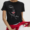 Black Sketchy Face Foil T-Shirt