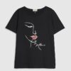 Black Sketchy Face Foil T-Shirt