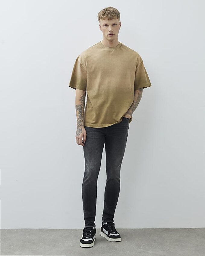 Black Skinny Fit Washed Jeans