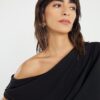 Black Sleeveless Asymmetric Drape Jumpsuit