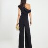 Black Sleeveless Asymmetric Drape Jumpsuit