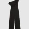 Black Sleeveless Asymmetric Drape Jumpsuit
